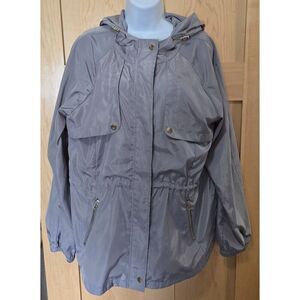 Light Gray Sweet Wanderer Hooded Lightweight Jacket With Adjustable Waist & Zipp